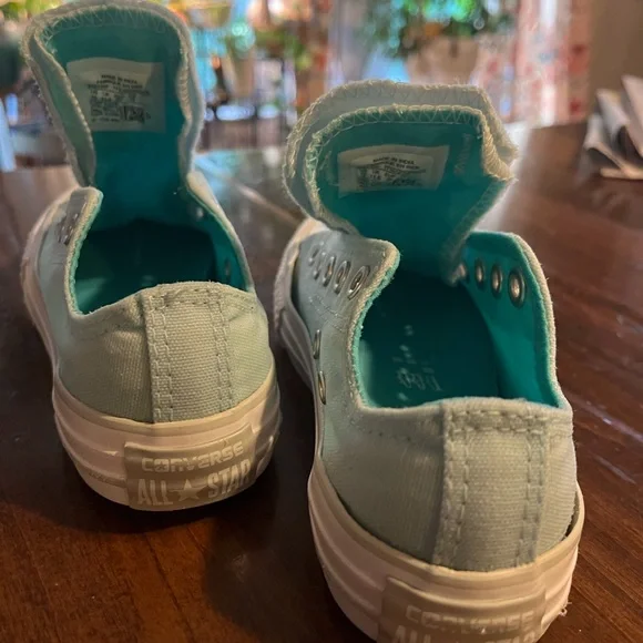 Converse Kids Light Blue  green Canvas Sneakers - Picture 6 of 6